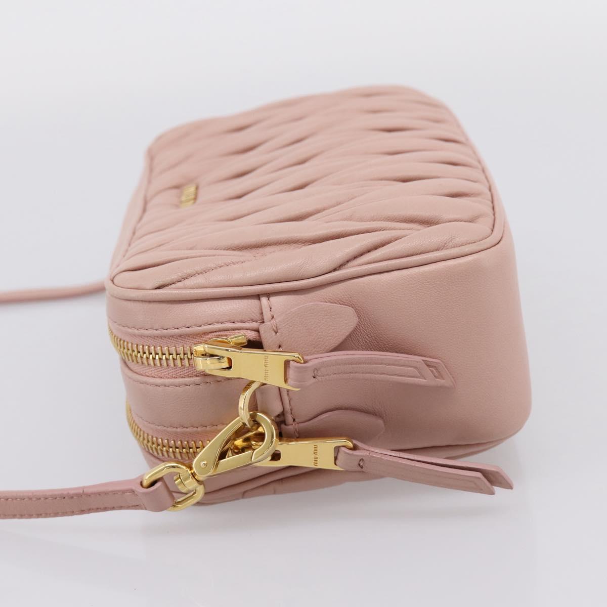 Miu Miu Matelasse Shoulder Bag Leather Pink Gold Auth ar14289M