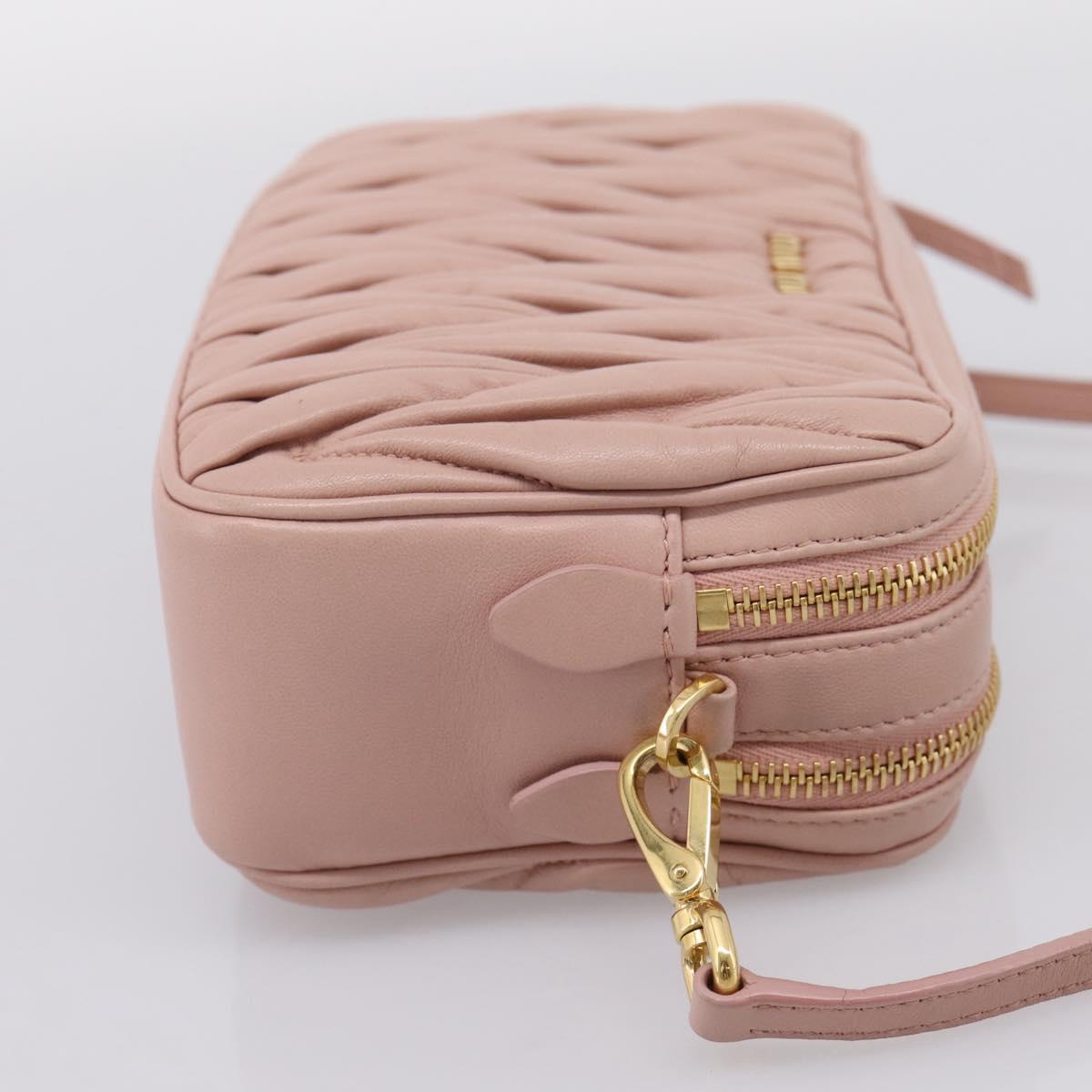 Miu Miu Matelasse Shoulder Bag Leather Pink Gold Auth ar14289M