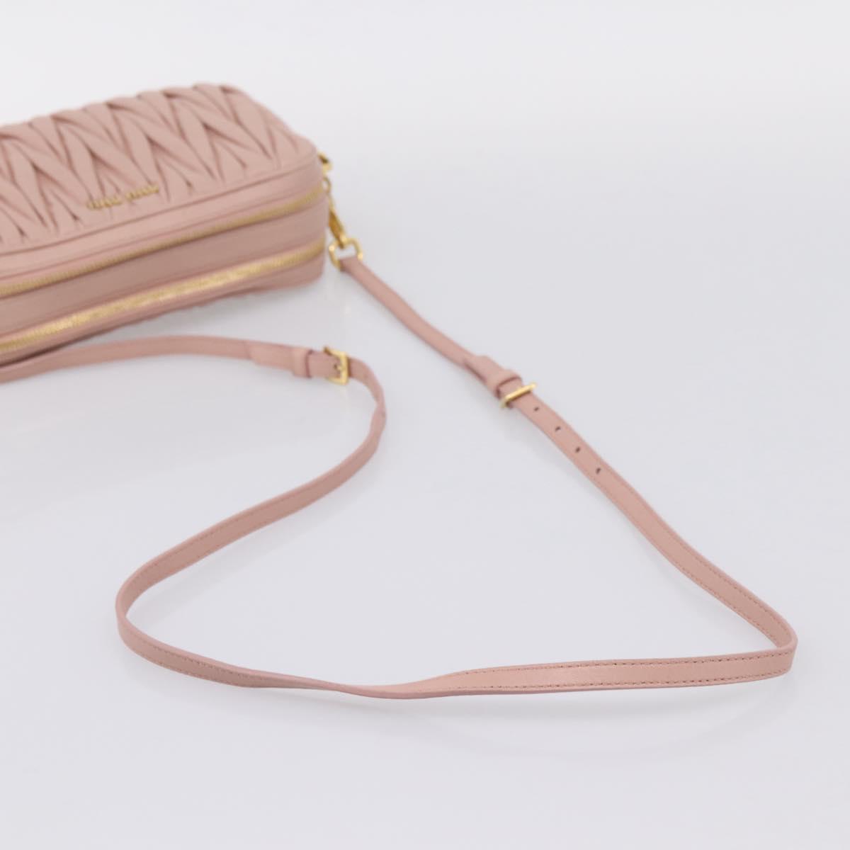 Miu Miu Matelasse Shoulder Bag Leather Pink Gold Auth ar14289M