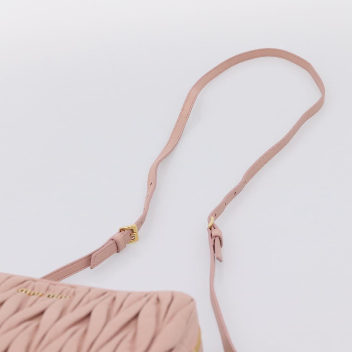 Miu Miu Matelasse Shoulder Bag Leather Pink Gold Auth ar14289M