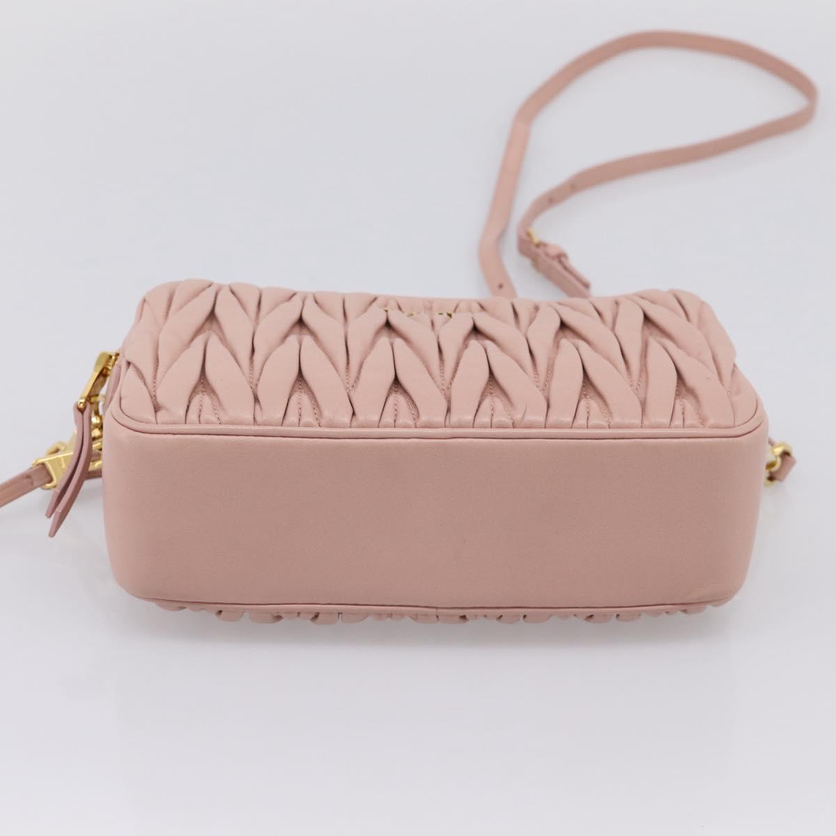 Miu Miu Matelasse Shoulder Bag Leather Pink Gold Auth ar14289M