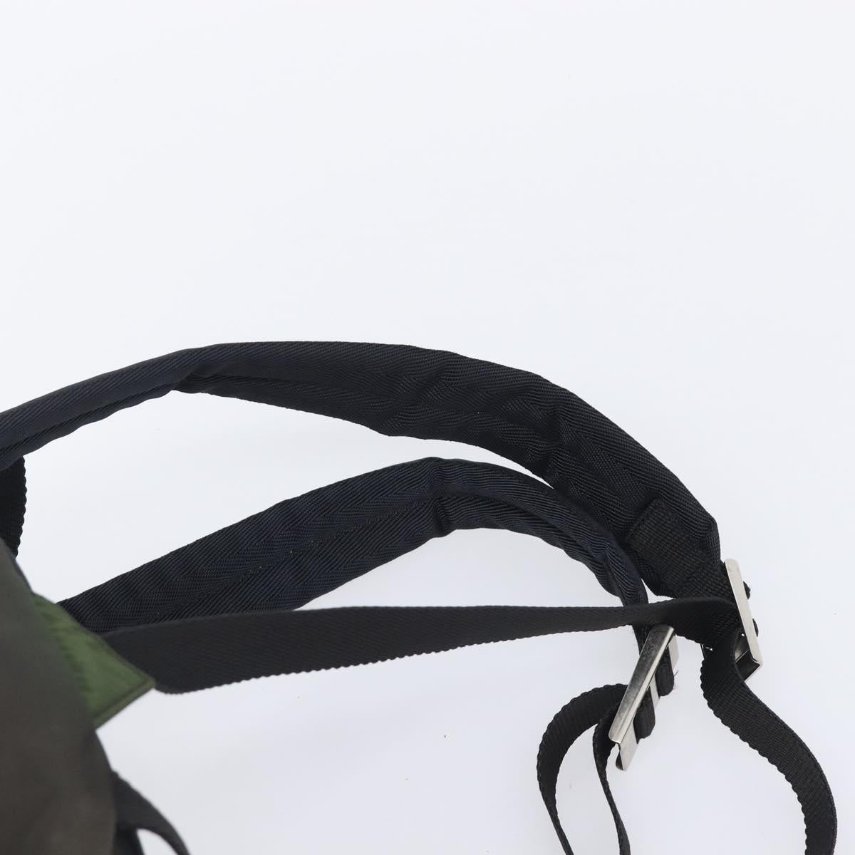 PRADA Backpack Nylon Khaki Silver Auth ar14290
