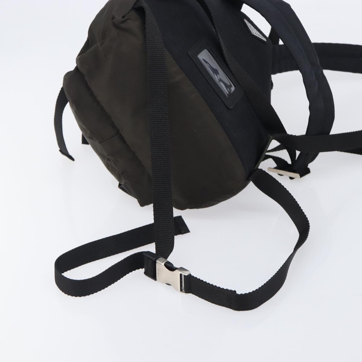 PRADA Backpack Nylon Khaki Silver Auth ar14290