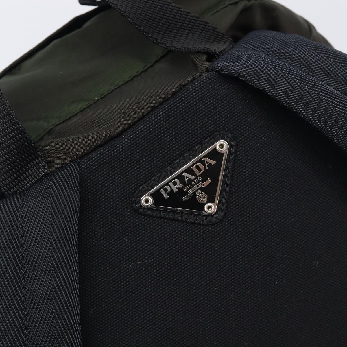 PRADA Backpack Nylon Khaki Silver Auth ar14290