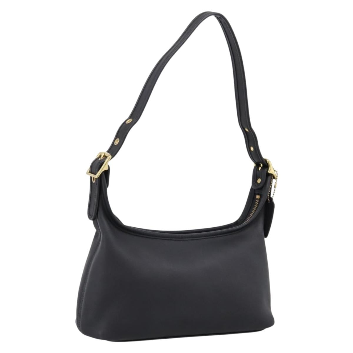 Coach Shoulder Bag Leather Black Gold Auth ar14294A