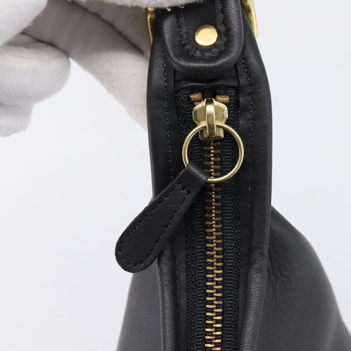 Coach Shoulder Bag Leather Black Gold Auth ar14294A