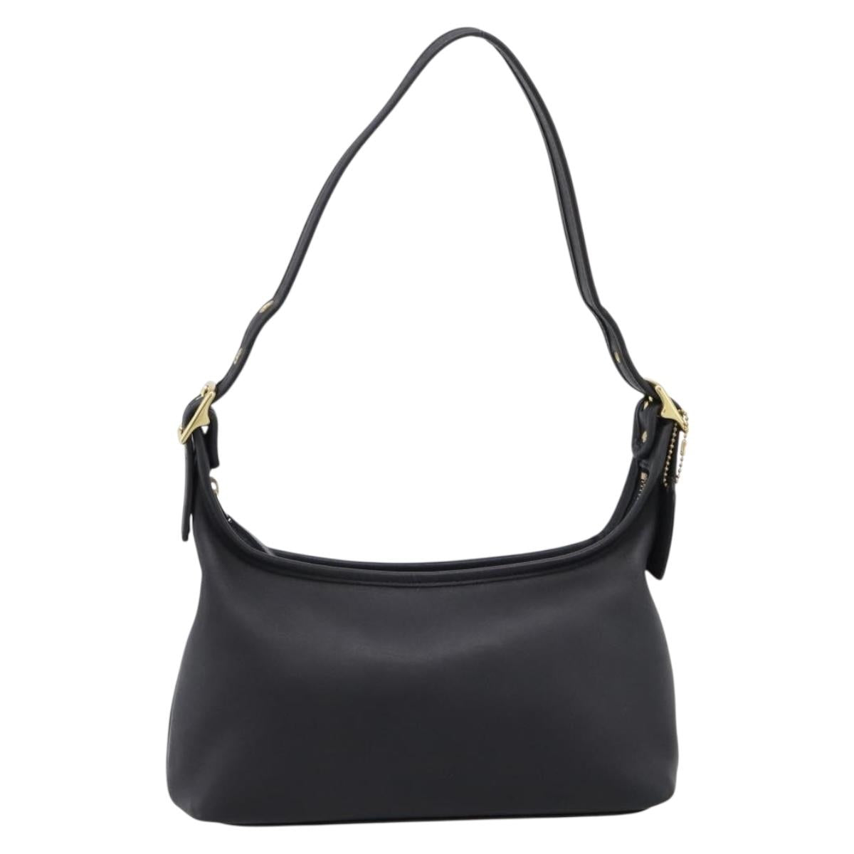Coach Shoulder Bag Leather Black Gold Auth ar14294A