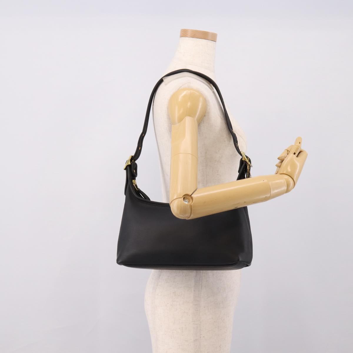 Coach Shoulder Bag Leather Black Gold Auth ar14294A