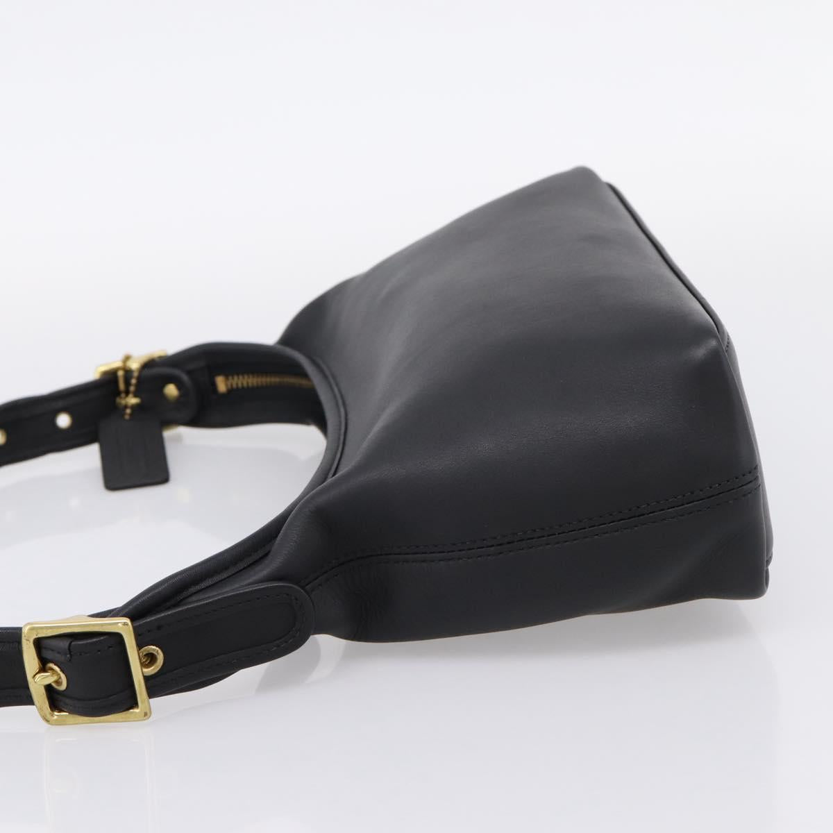 Coach Shoulder Bag Leather Black Gold Auth ar14294A