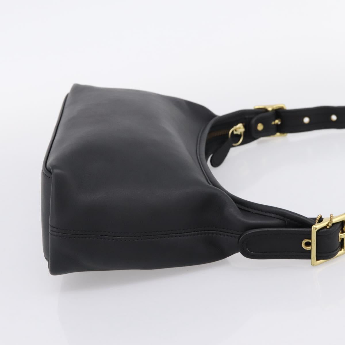 Coach Shoulder Bag Leather Black Gold Auth ar14294A