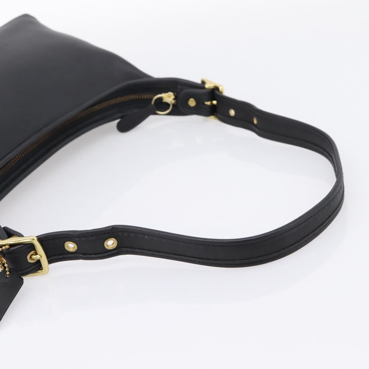 Coach Shoulder Bag Leather Black Gold Auth ar14294A