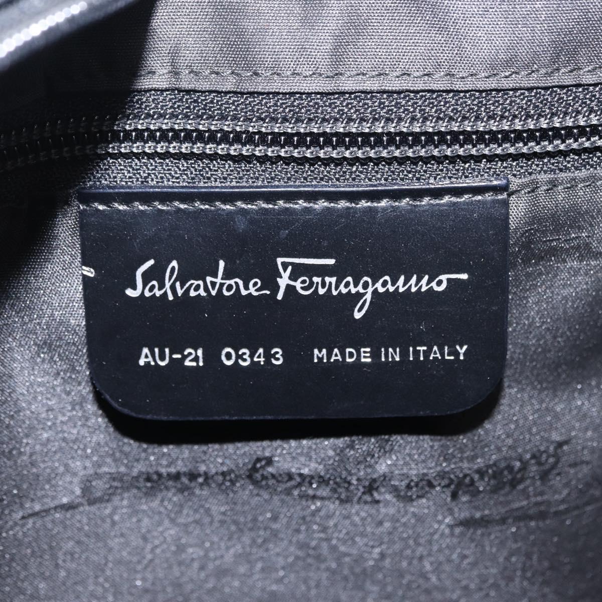 Salvatore Ferragamo Shoulder Bag Cotton Black Silver Auth ar14295