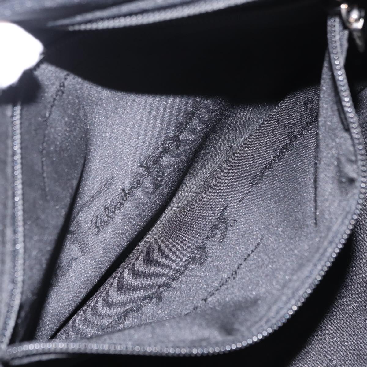 Salvatore Ferragamo Shoulder Bag Cotton Black Silver Auth ar14295