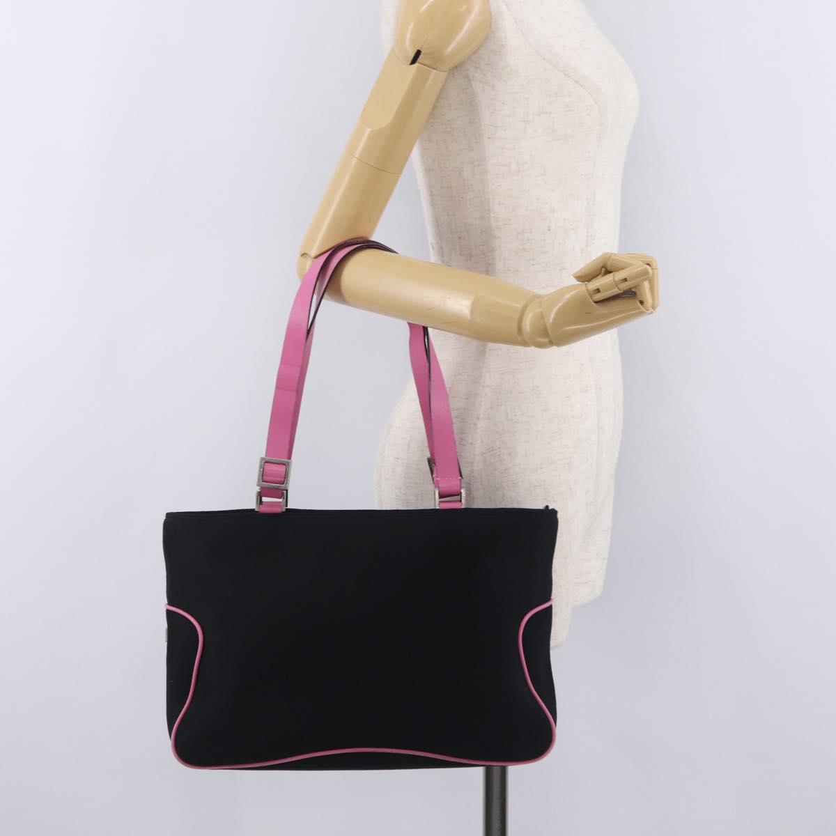 Salvatore Ferragamo Shoulder Bag Cotton Black Silver Auth ar14295