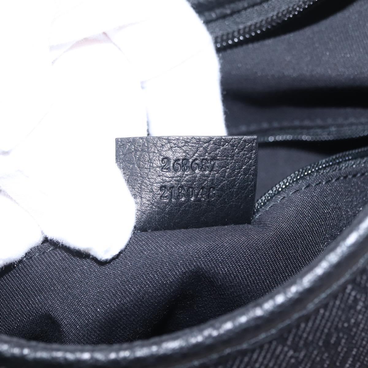 GUCCI GG Canvas Hand Bag Outlet Black Silver 268637 Auth ar14296V