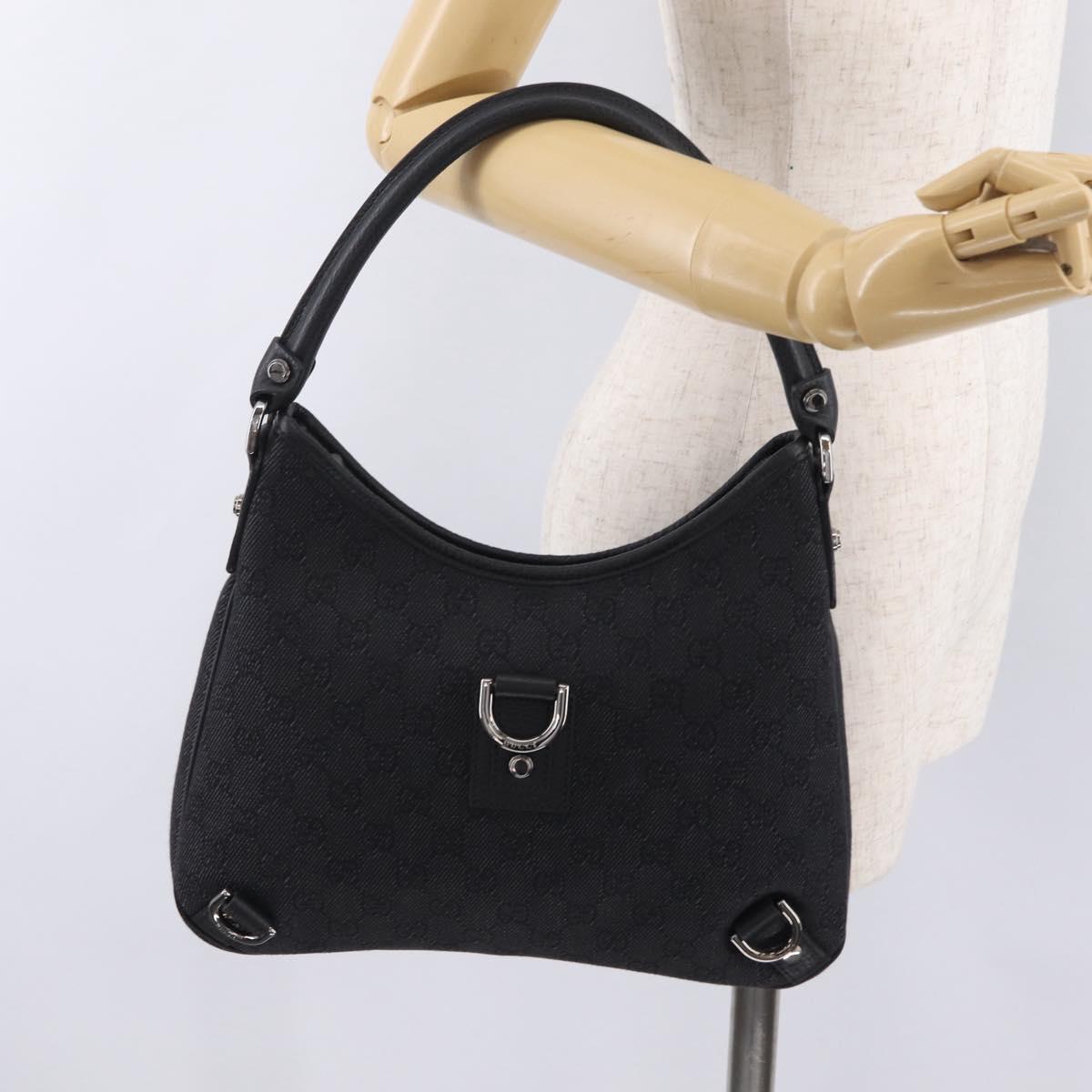 GUCCI GG Canvas Hand Bag Outlet Black Silver 268637 Auth ar14296V