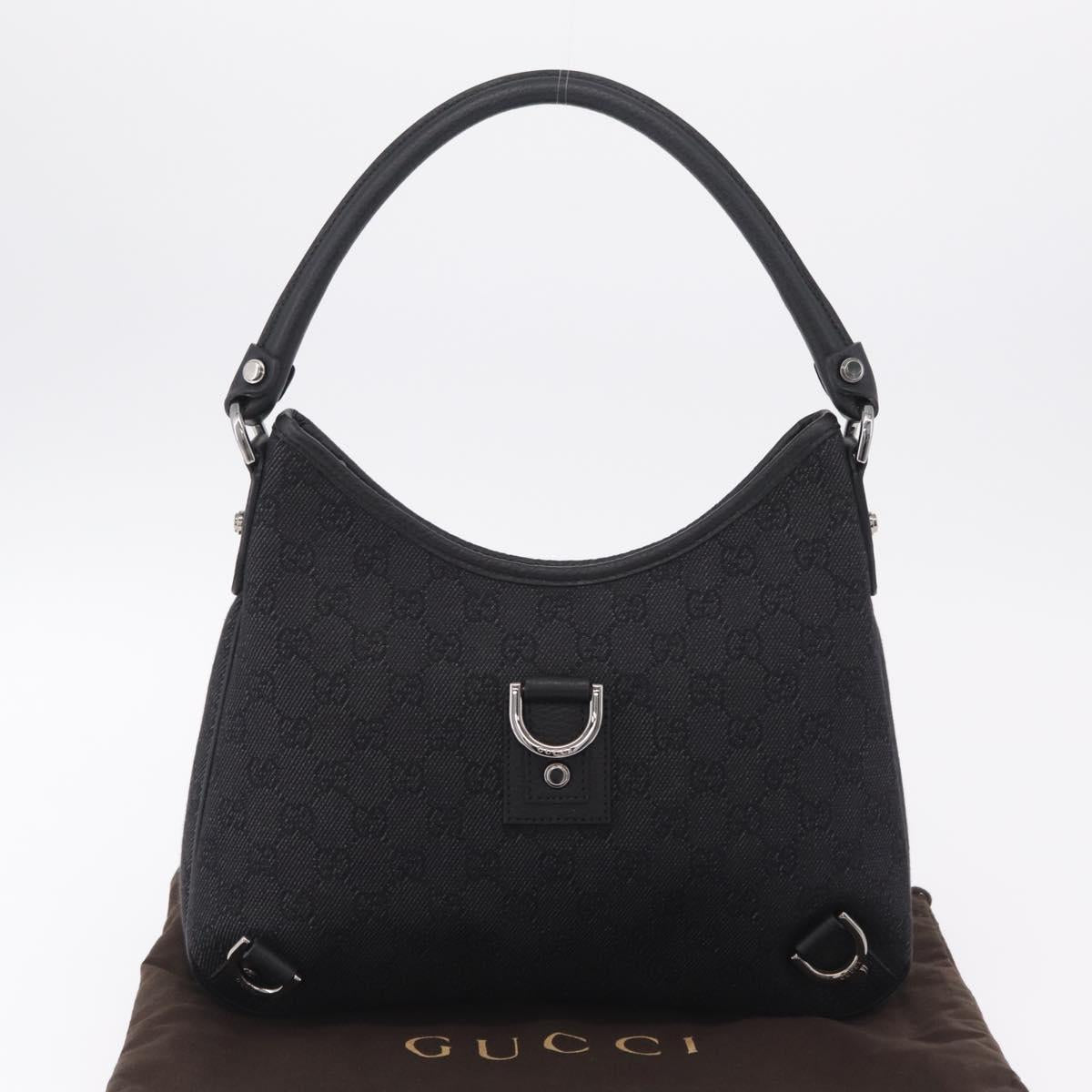 GUCCI GG Canvas Hand Bag Outlet Black Silver 268637 Auth ar14296V