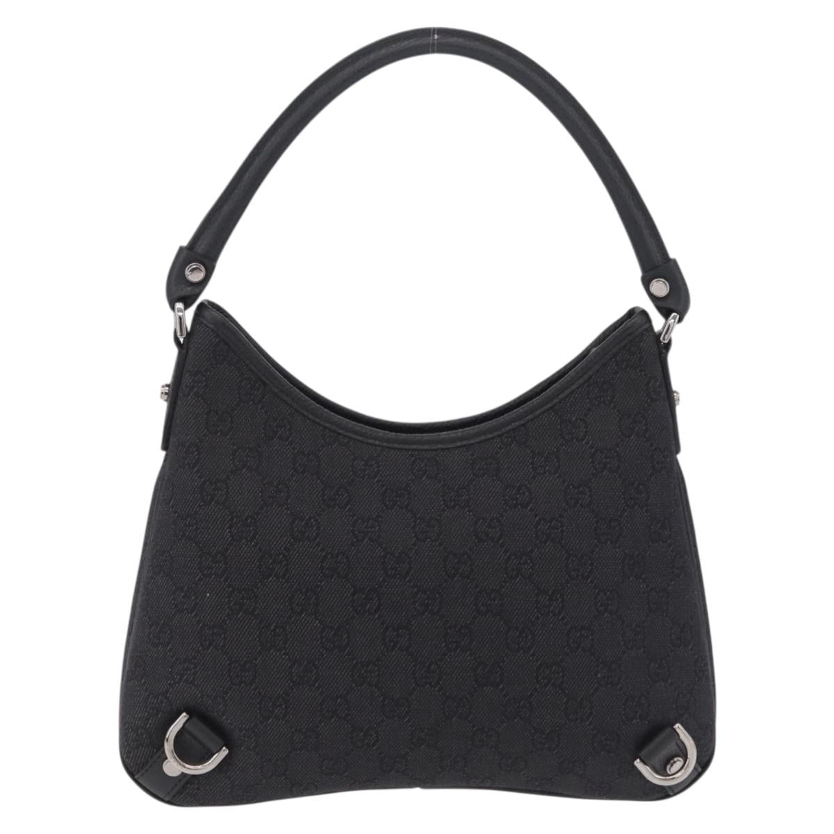 GUCCI GG Canvas Hand Bag Outlet Black Silver 268637 Auth ar14296V