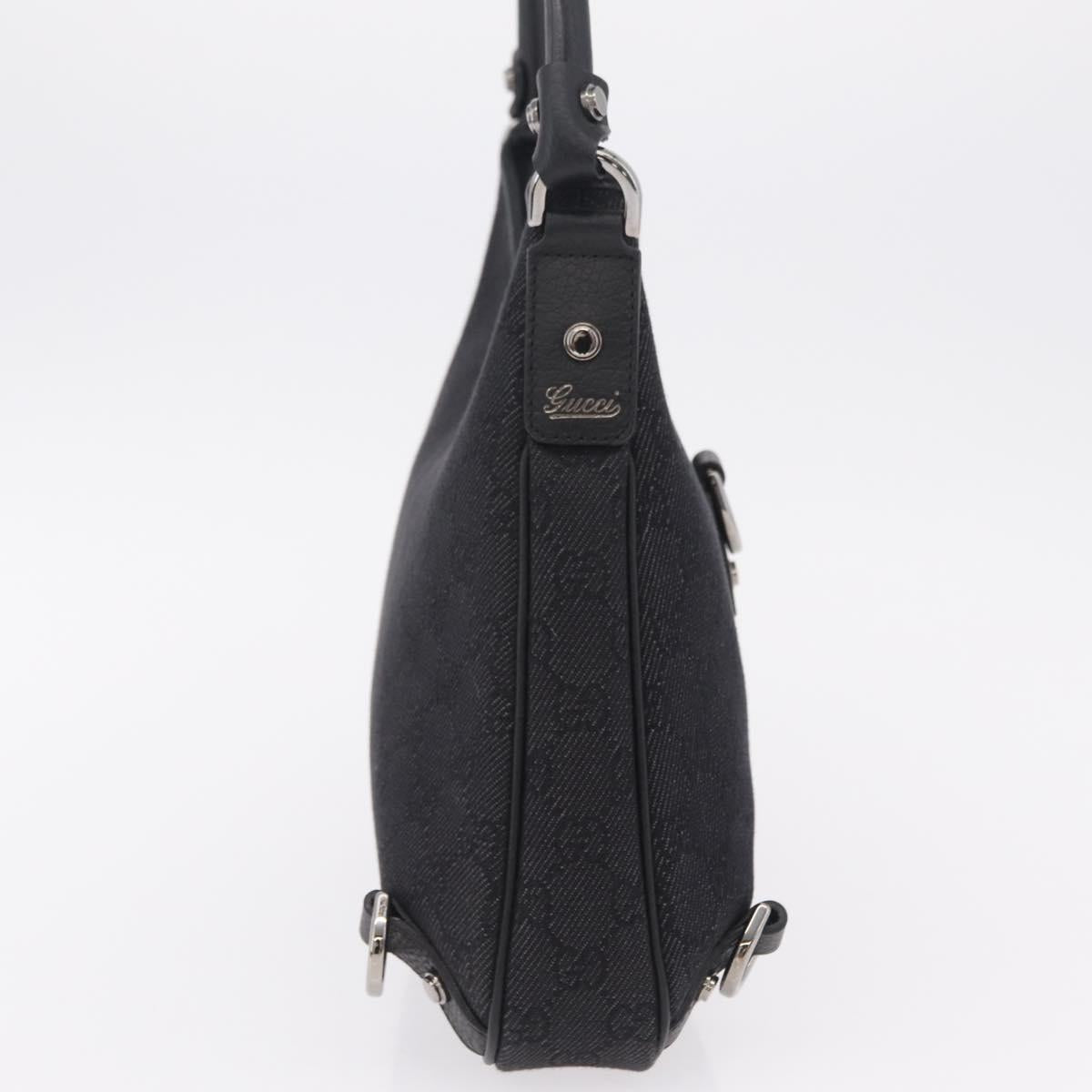 GUCCI GG Canvas Hand Bag Outlet Black Silver 268637 Auth ar14296V