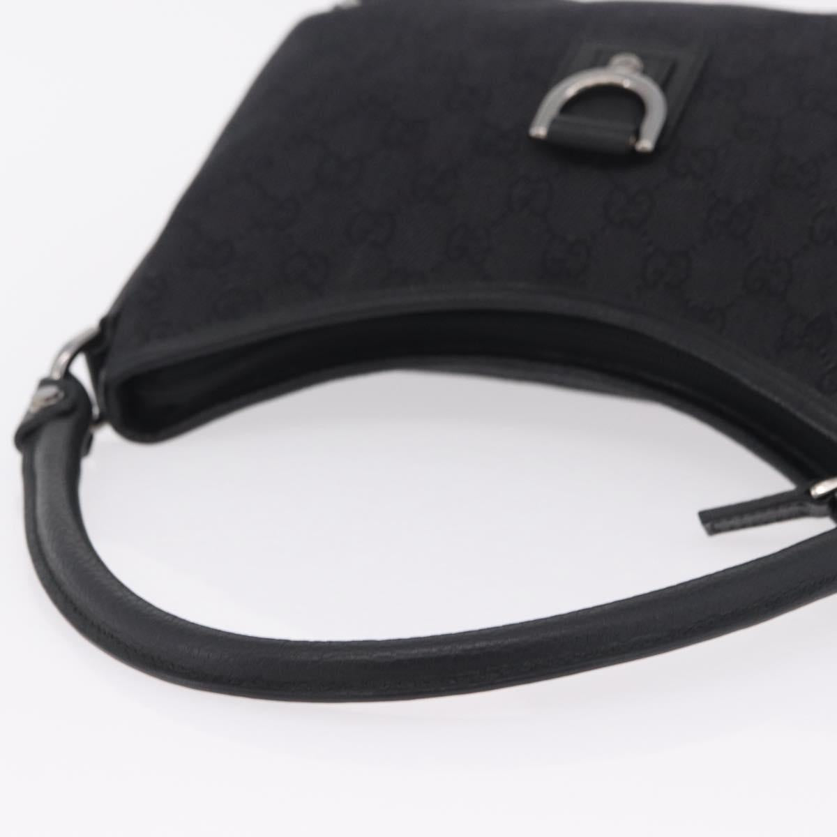 GUCCI GG Canvas Hand Bag Outlet Black Silver 268637 Auth ar14296V