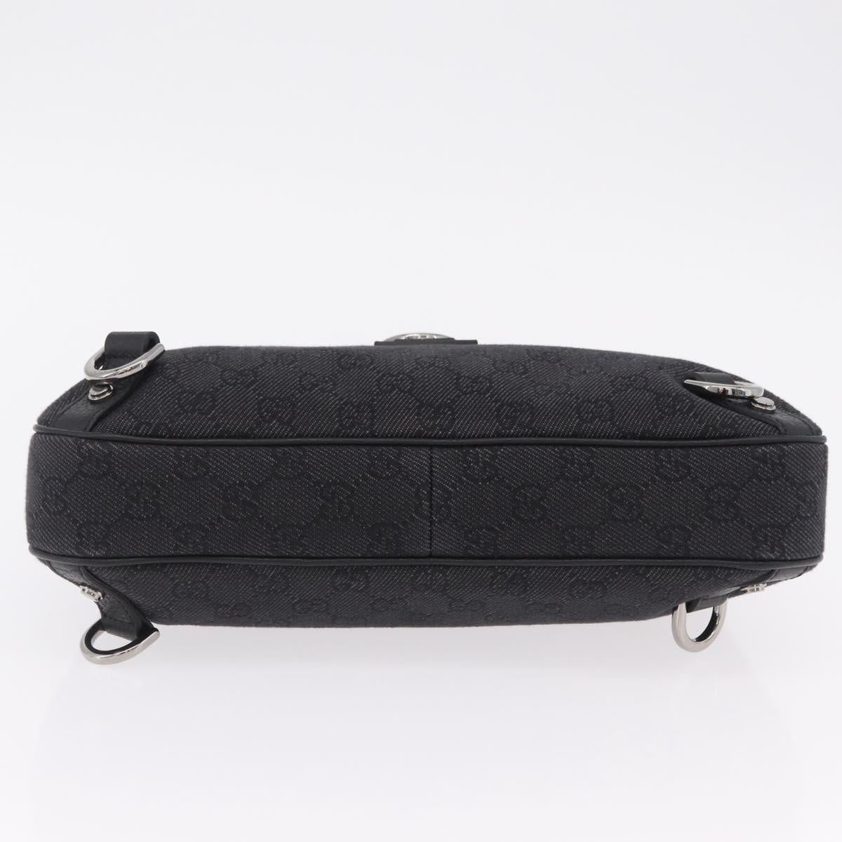GUCCI GG Canvas Hand Bag Outlet Black Silver 268637 Auth ar14296V