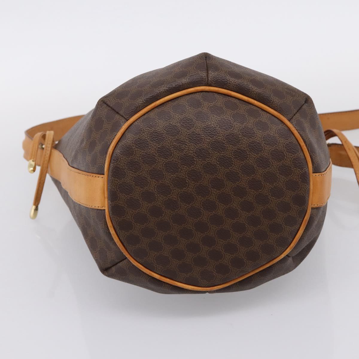 CELINE Macadam Canvas Shoulder Bag PVC Leather Brown Gold Auth ar14297