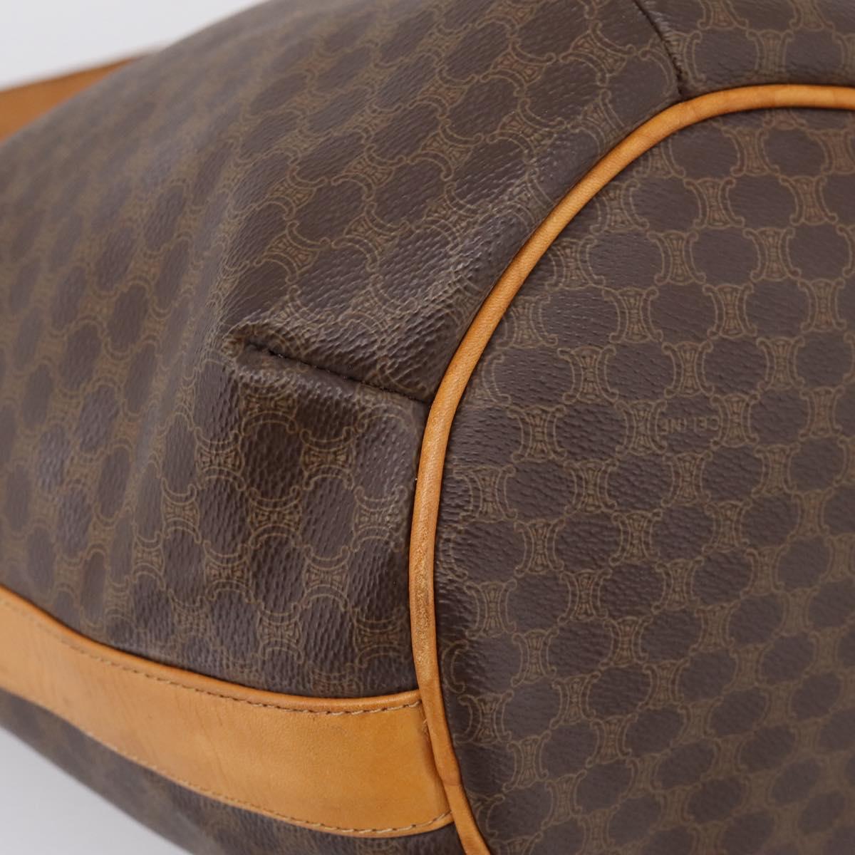 CELINE Macadam Canvas Shoulder Bag PVC Leather Brown Gold Auth ar14297