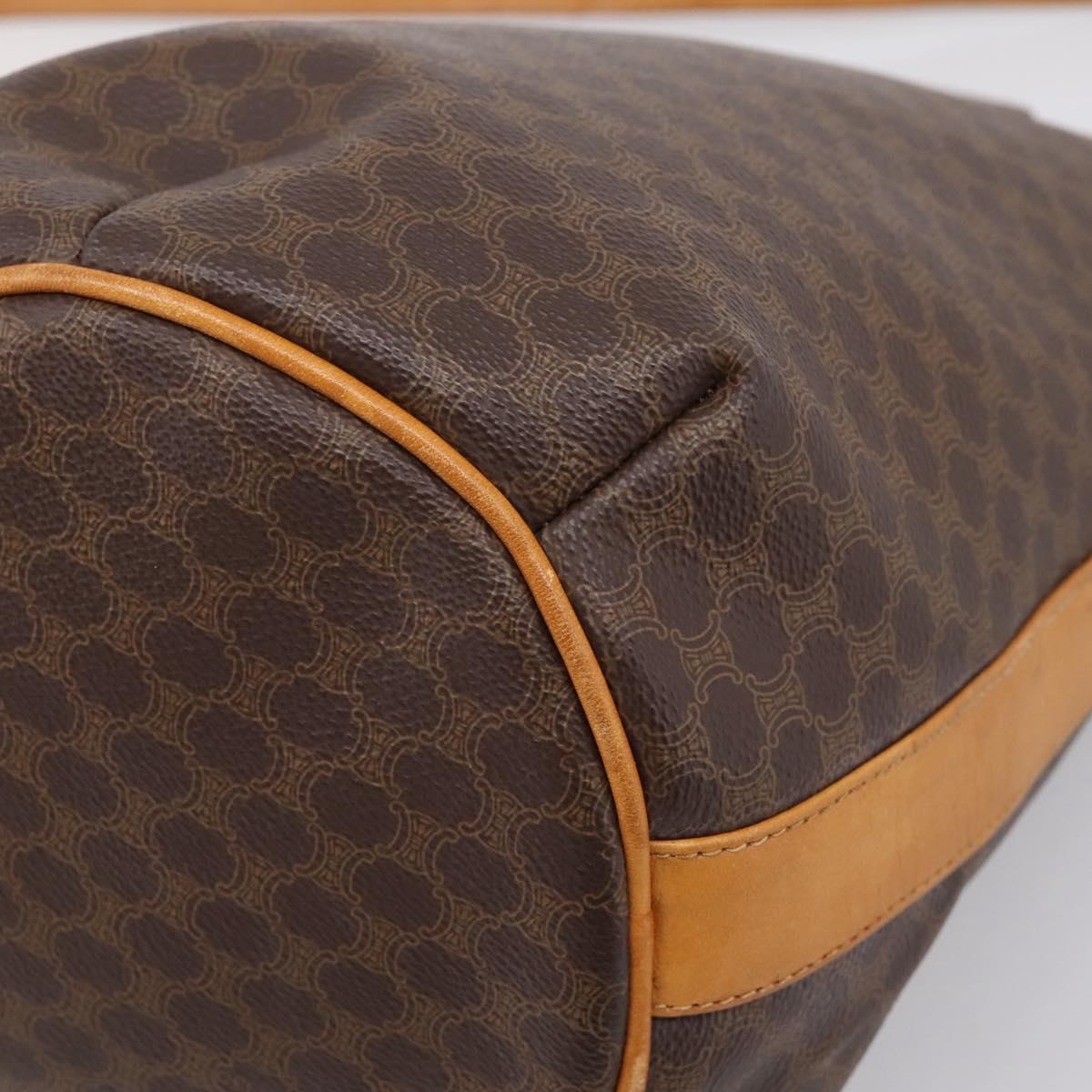 CELINE Macadam Canvas Shoulder Bag PVC Leather Brown Gold Auth ar14297