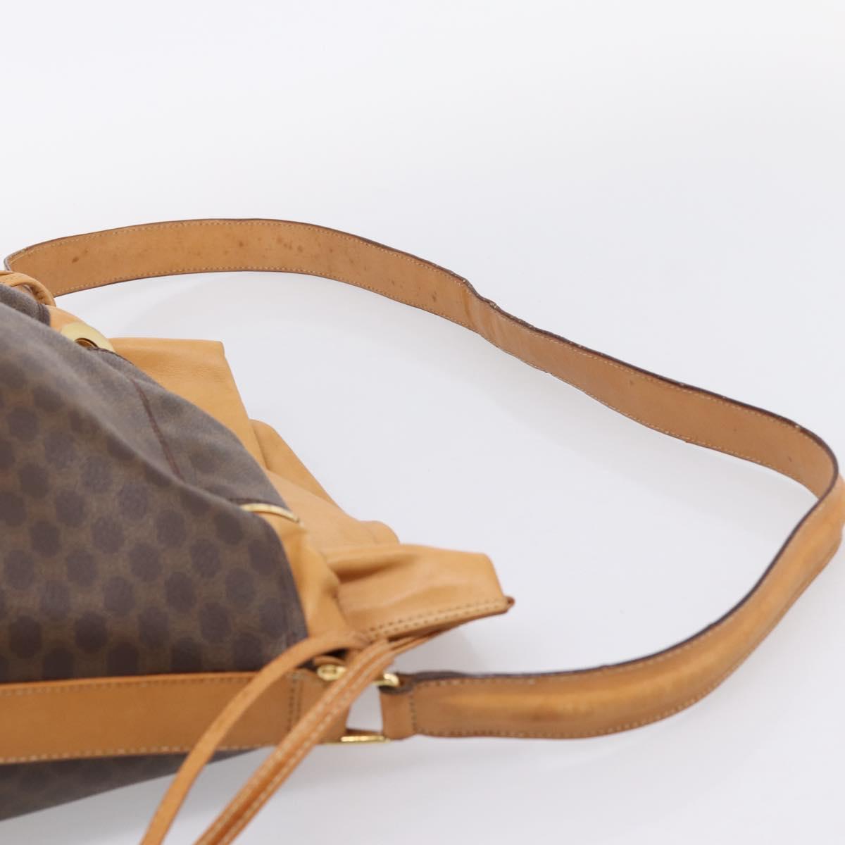 CELINE Macadam Canvas Shoulder Bag PVC Leather Brown Gold Auth ar14297