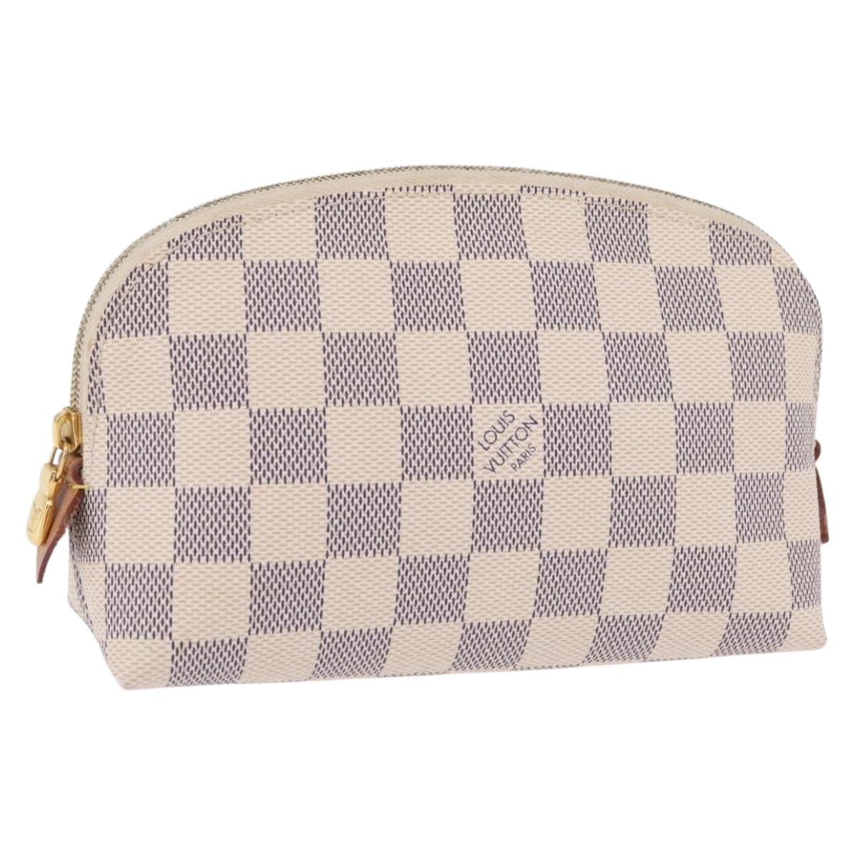 LOUIS VUITTON Damier Azur Pochette Cosmetic PM Pouch N60024 LV Auth ar14299