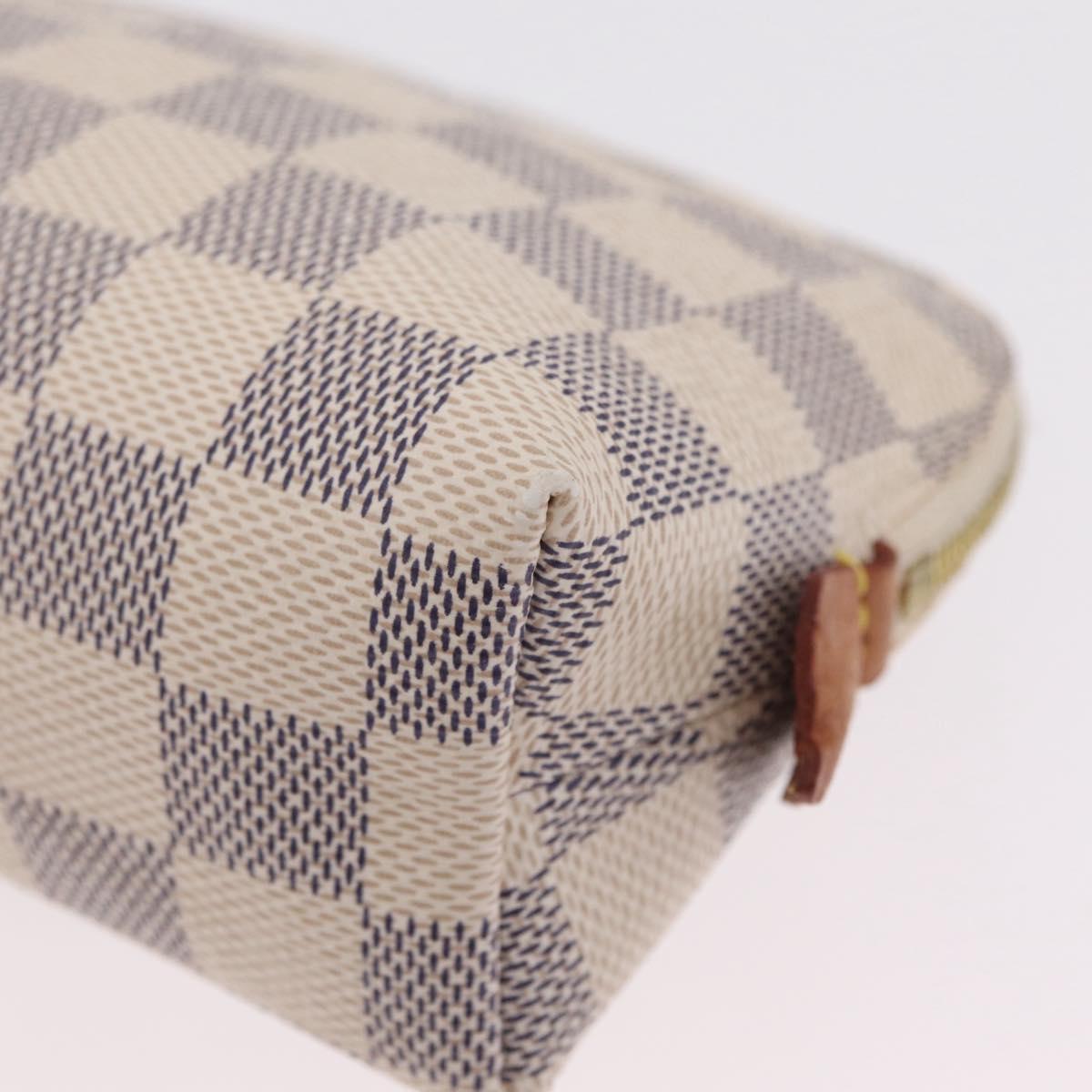 LOUIS VUITTON Damier Azur Pochette Cosmetic PM Pouch N60024 LV Auth ar14299