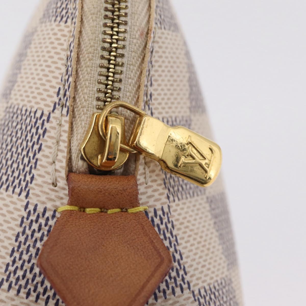 LOUIS VUITTON Damier Azur Pochette Cosmetic PM Pouch N60024 LV Auth ar14299