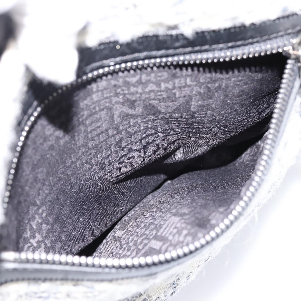 CHANEL Shoulder Bag Tweed Gray Silver CC Auth ar14307SAM