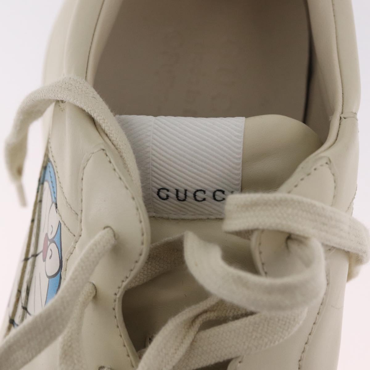 GUCCI GUCCI x Doraemon Low Cut Sneakers Leather 9 White 655025 Auth ar14309M
