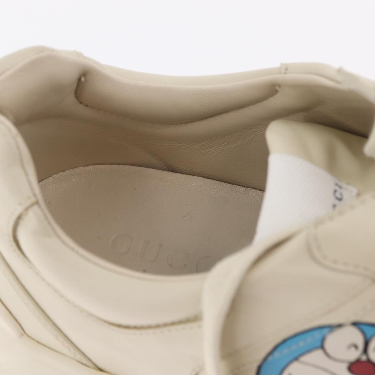 GUCCI GUCCI x Doraemon Low Cut Sneakers Leather 9 White 655025 Auth ar14309M