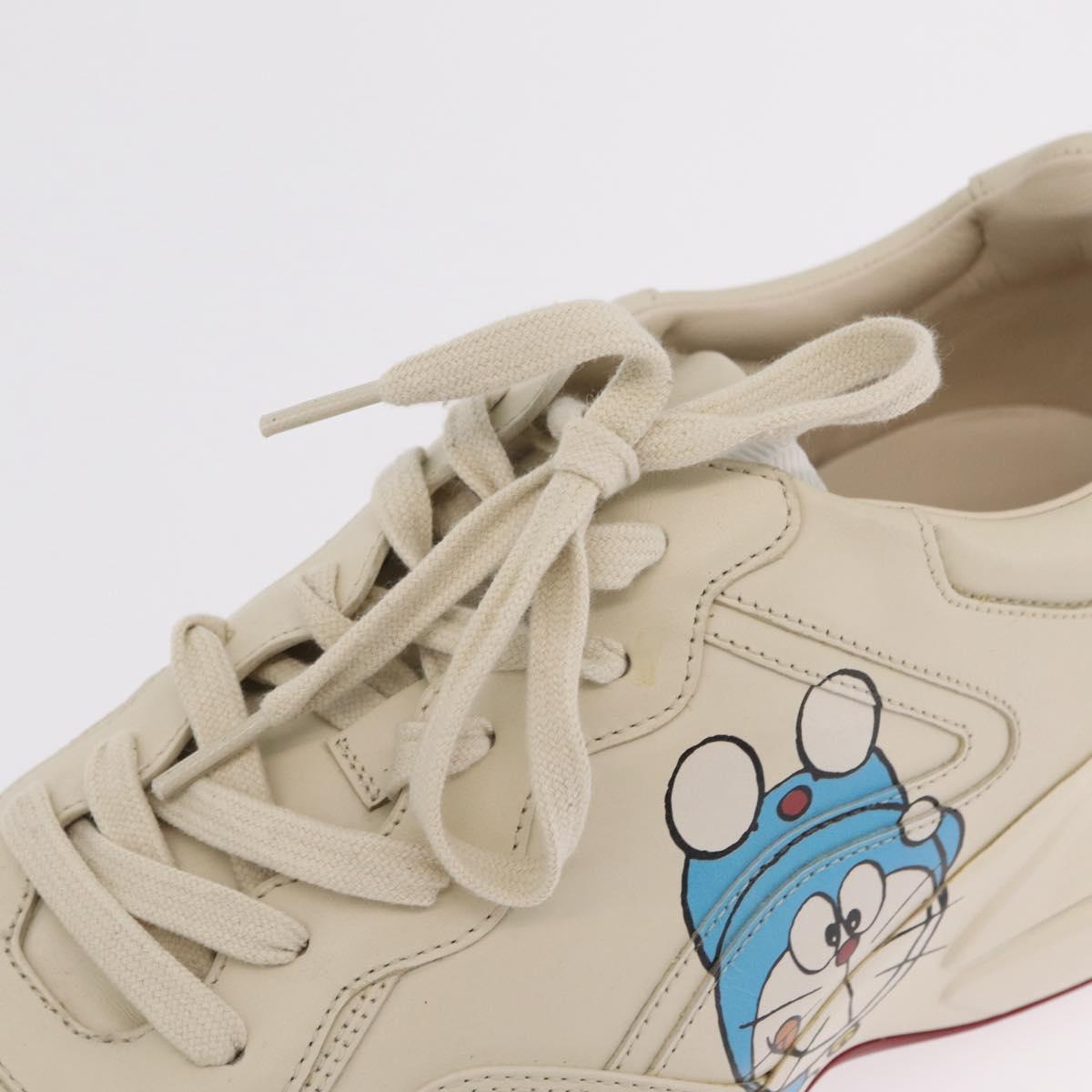GUCCI GUCCI x Doraemon Low Cut Sneakers Leather 9 White 655025 Auth ar14309M