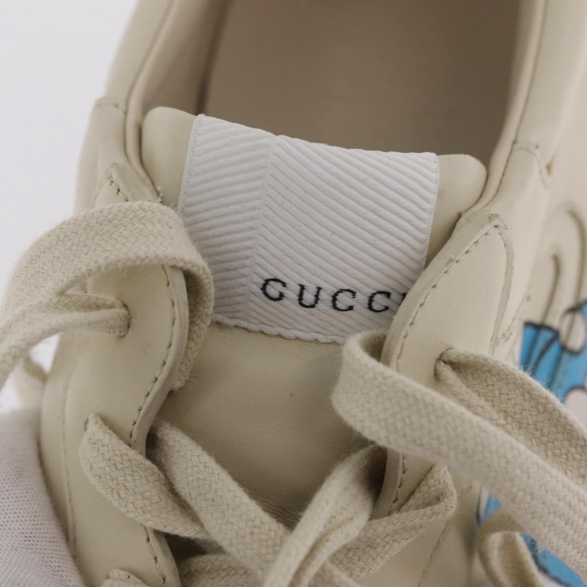 GUCCI GUCCI x Doraemon Low Cut Sneakers Leather 9 White 655025 Auth ar14309M