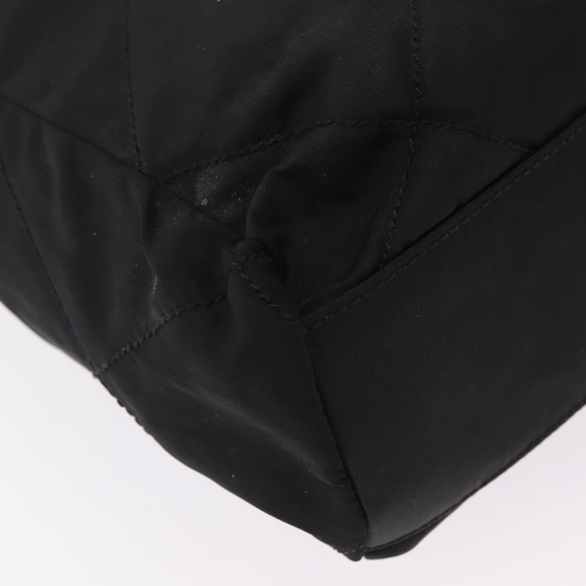 PRADA Chain Shoulder Bag Nylon Black Gold Auth ar14310A