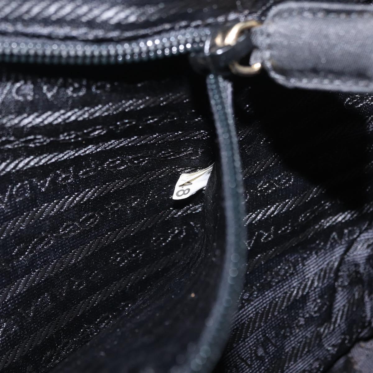PRADA Chain Shoulder Bag Nylon Black Gold Auth ar14310A