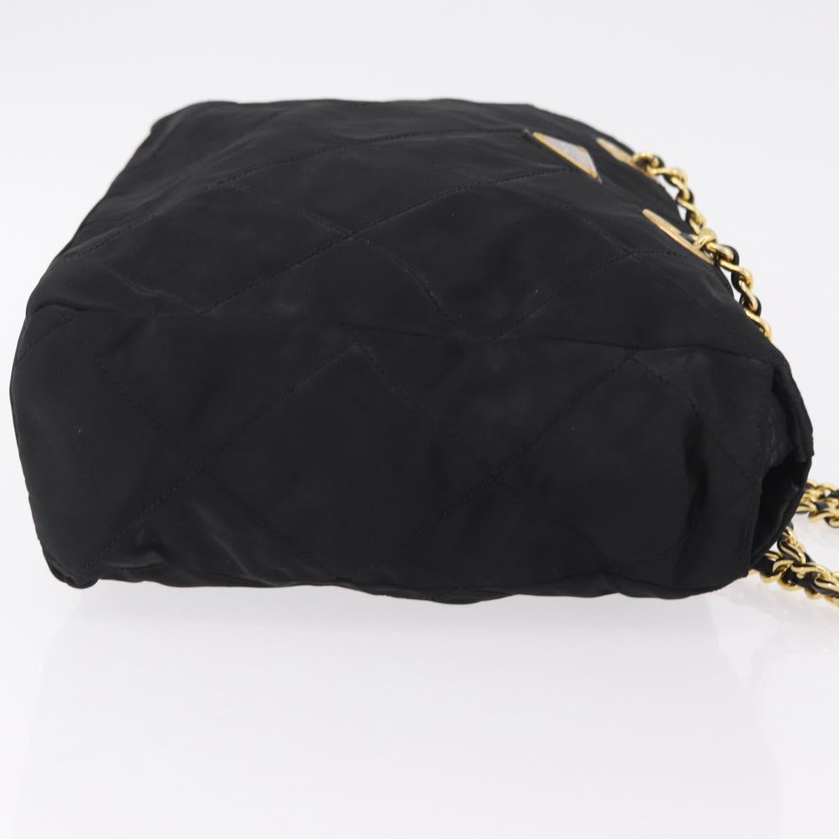 PRADA Chain Shoulder Bag Nylon Black Gold Auth ar14310A