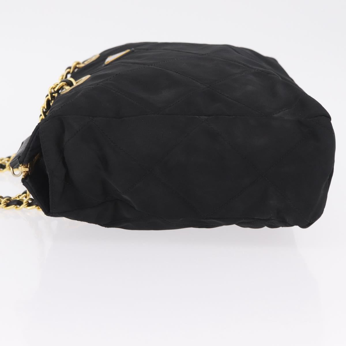 PRADA Chain Shoulder Bag Nylon Black Gold Auth ar14310A