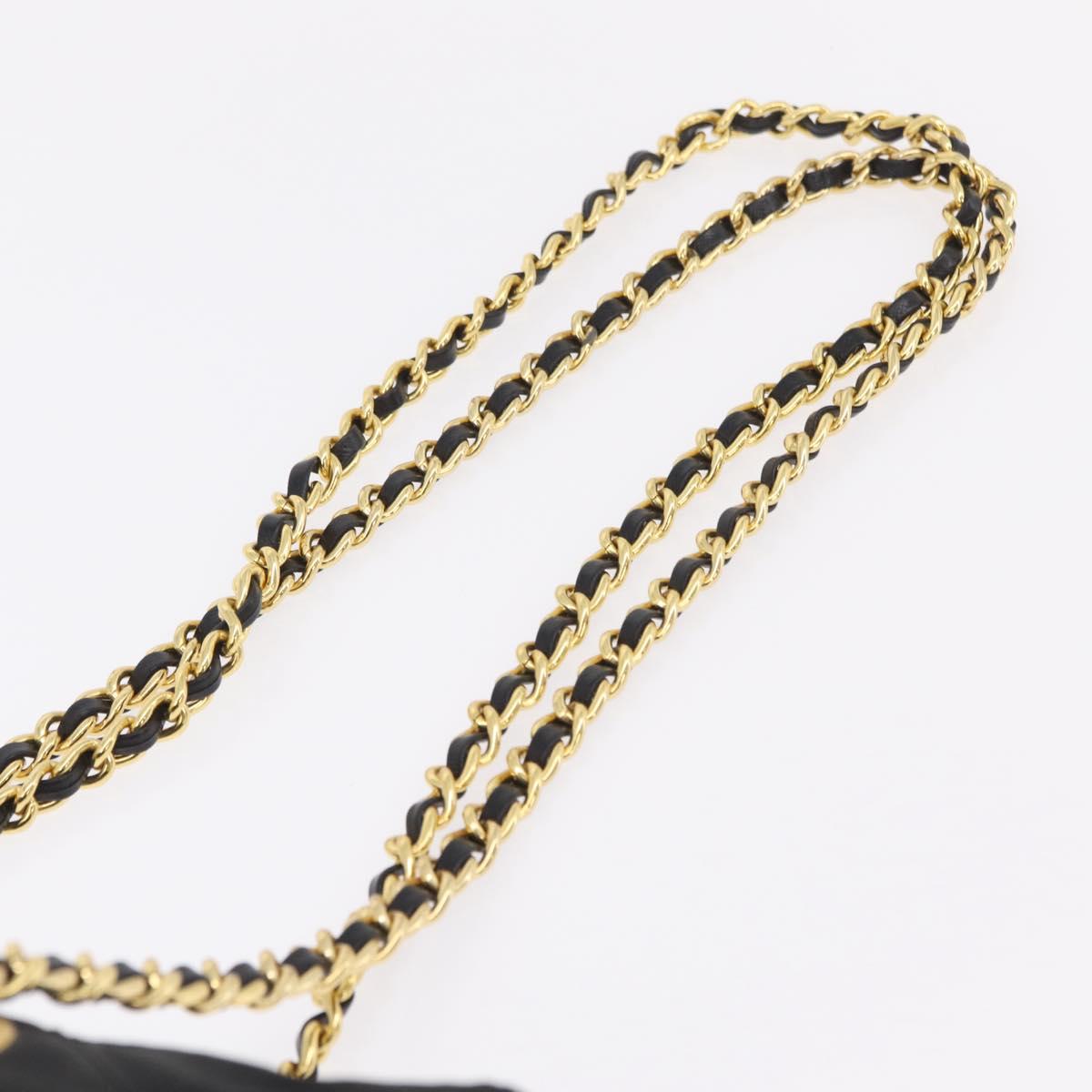 PRADA Chain Shoulder Bag Nylon Black Gold Auth ar14310A