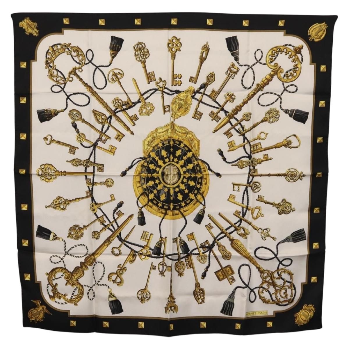 HERMES Carre 90 Scarf Silk Black Auth ar14314