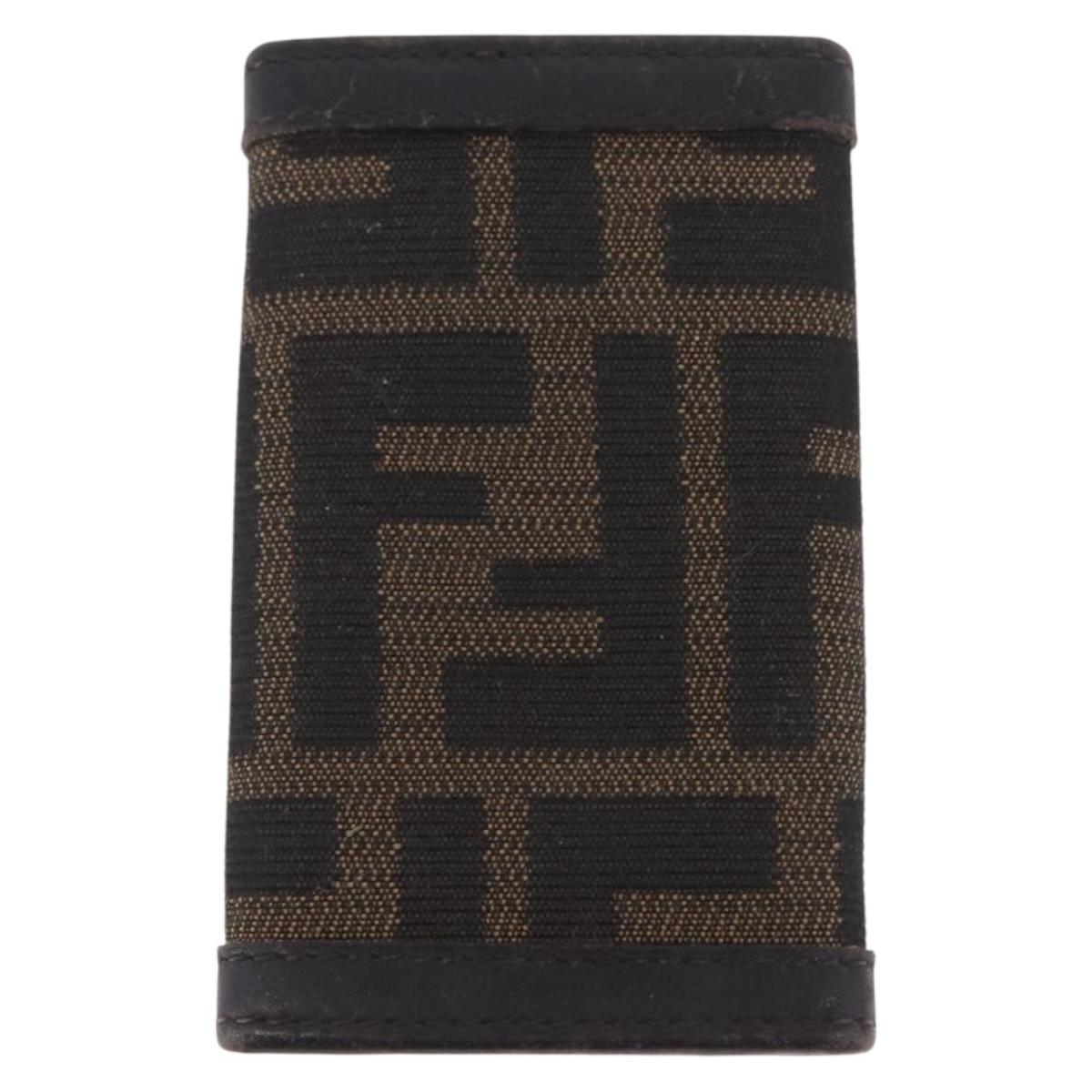FENDI Zucca Canvas Folding Umbrella Key Case Nylon 2 Set Black Auth ar14318