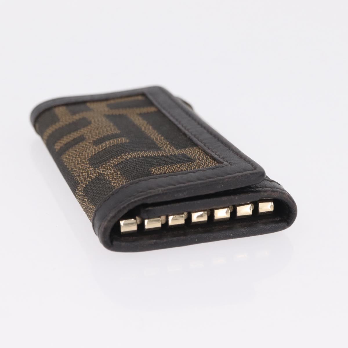 FENDI Zucca Canvas Folding Umbrella Key Case Nylon 2 Set Black Auth ar14318