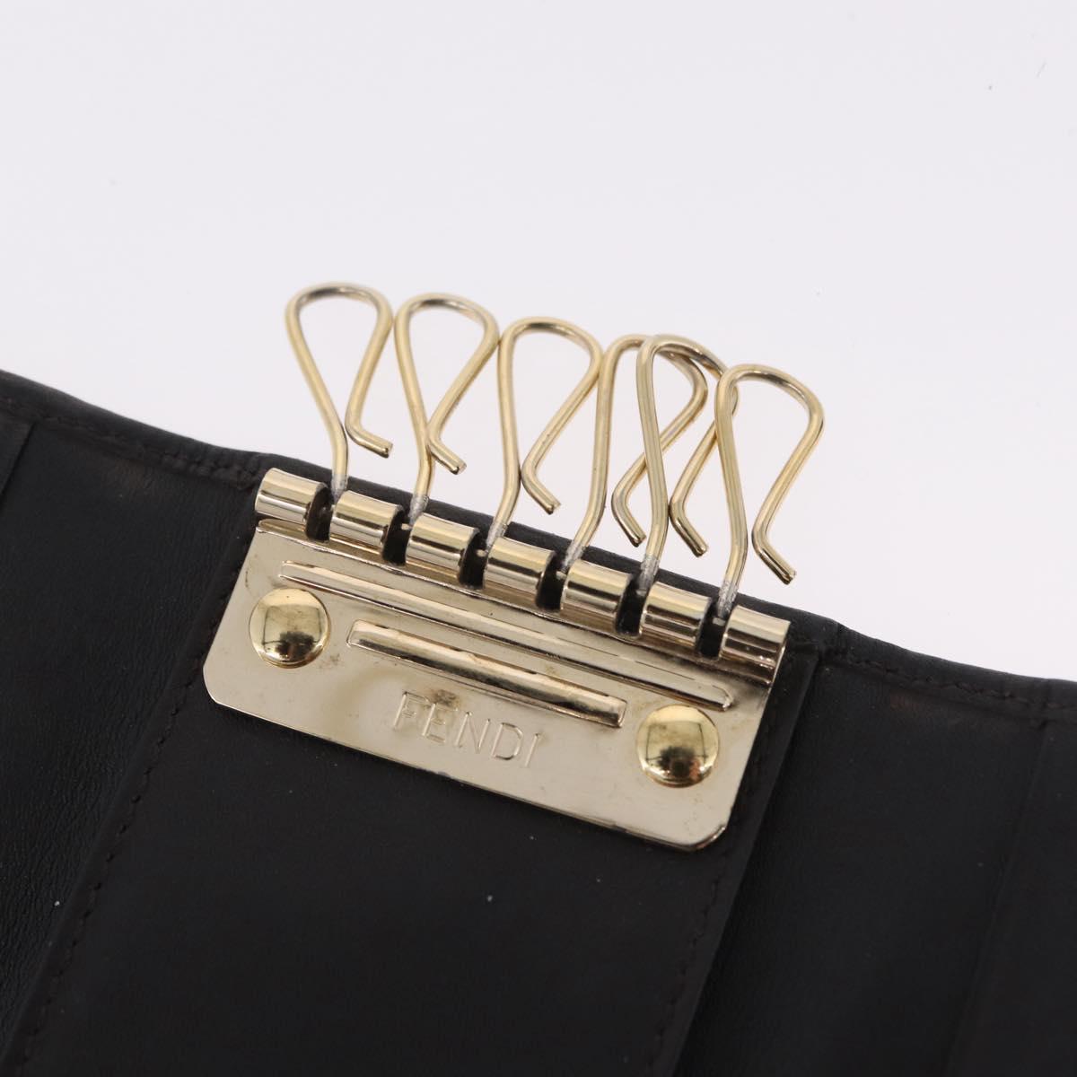 FENDI Zucca Canvas Folding Umbrella Key Case Nylon 2 Set Black Auth ar14318