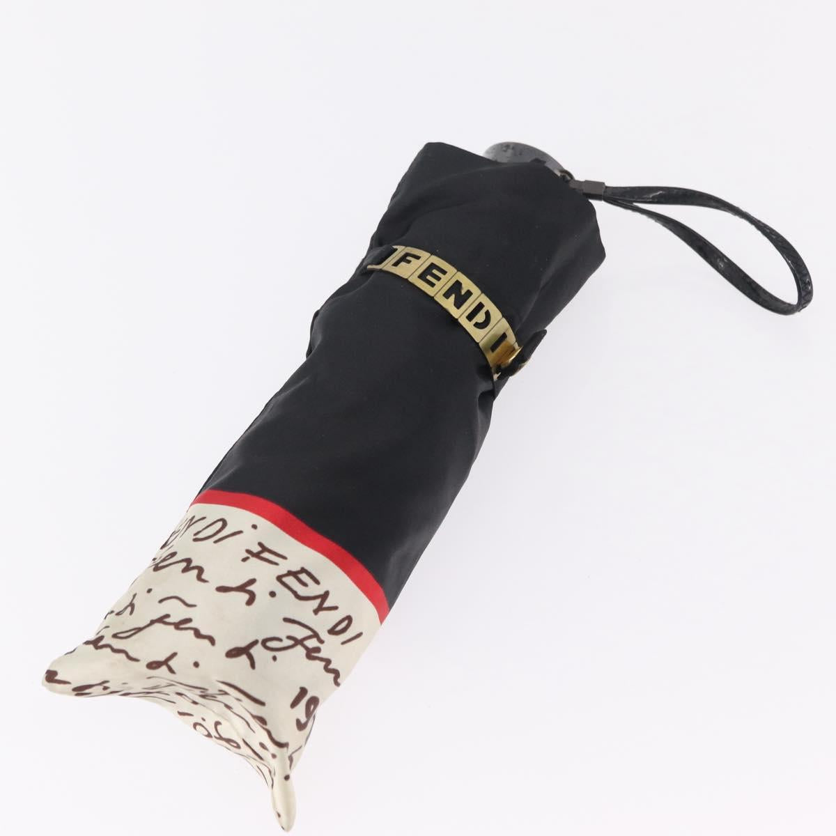 FENDI Zucca Canvas Folding Umbrella Key Case Nylon 2 Set Black Auth ar14318