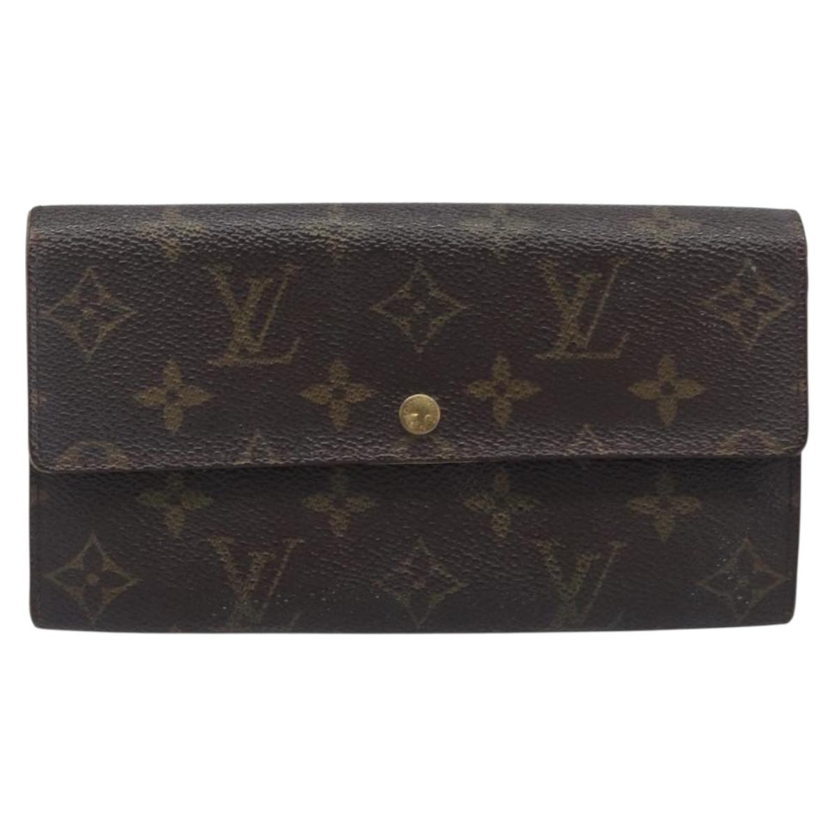 LOUIS VUITTON Monogram Long Wallet 2 Set Beige LV Auth ar14329