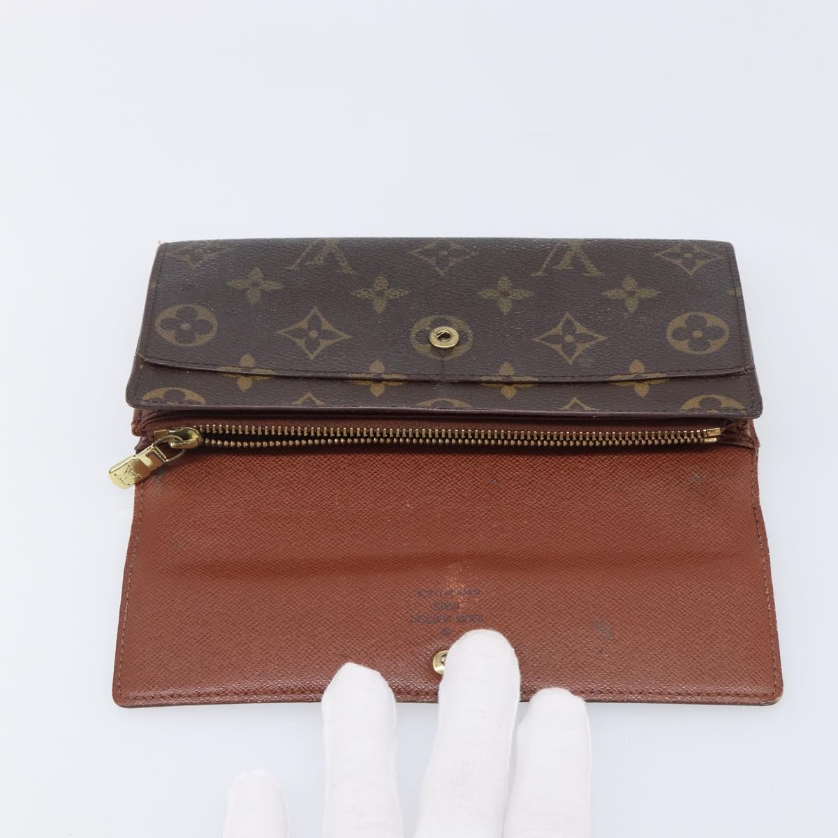 LOUIS VUITTON Monogram Long Wallet 2 Set Beige LV Auth ar14329