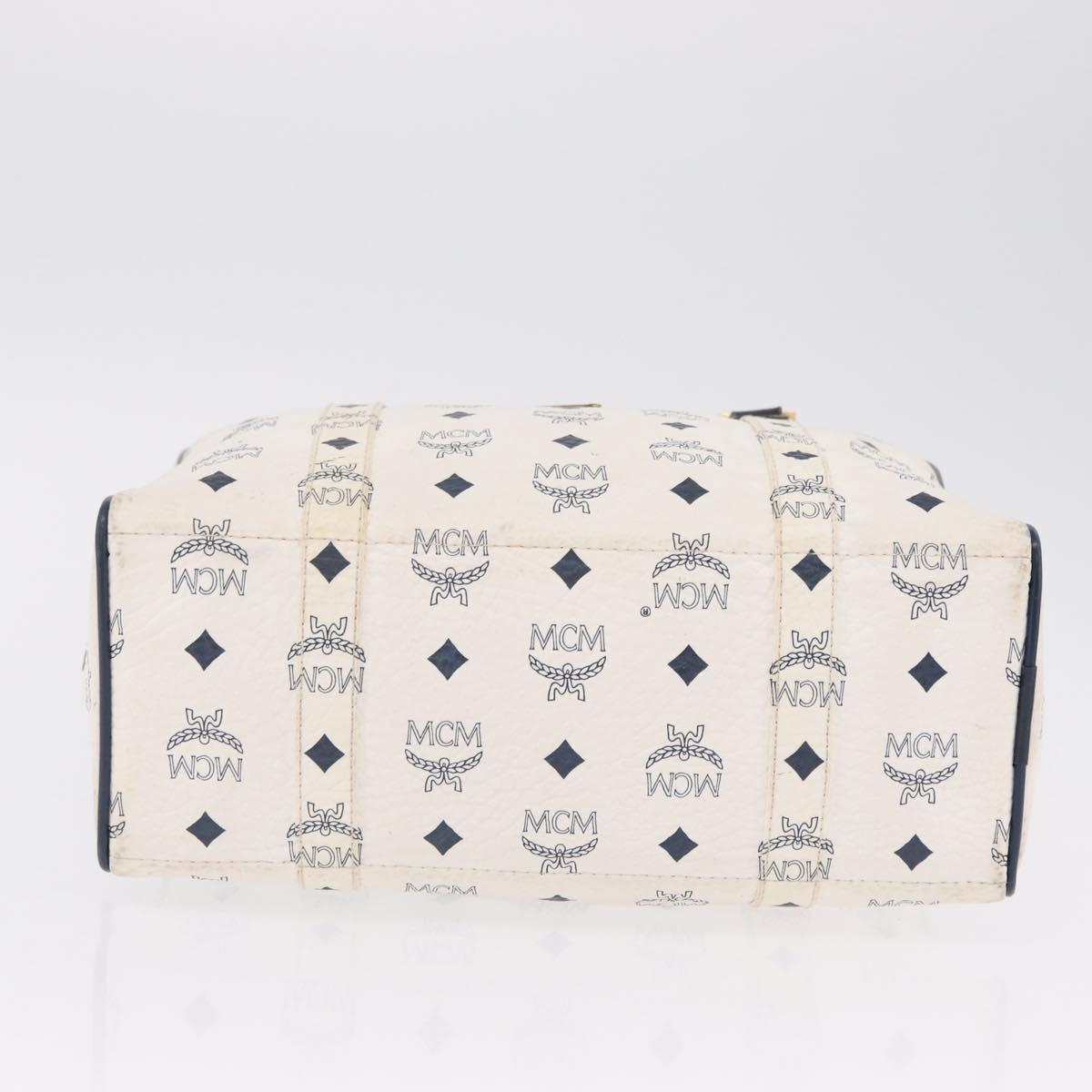 MCM Vicetos Logogram Shoulder Bag PVC Leather White Gold Auth ar14345